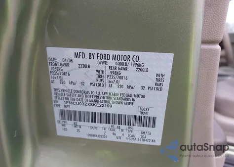 2008 Ford Escape Xlt from USA, damaged, VIN 1FMCU03ZX8KE22199